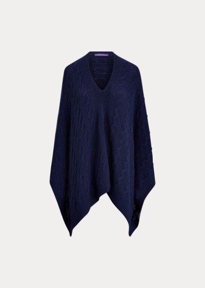 Ralph Lauren Cable-Knit Cashmere Poncho Dame Danmark (ULPOD3270)